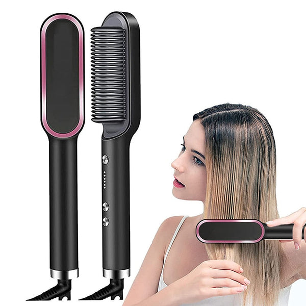 Super Escova Alisadora 5 em 1 Original - Alisa, Seca, Hidrata, Modela e Anti-Frizz | Bivolt